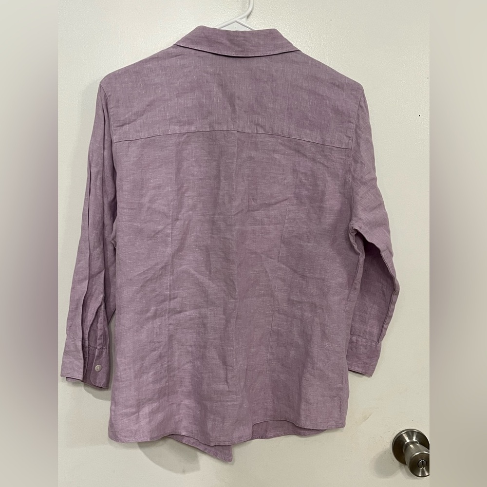 L.L. Bean Lavender Linen Button-Up Shirt, size medium - Picture 6 of 6